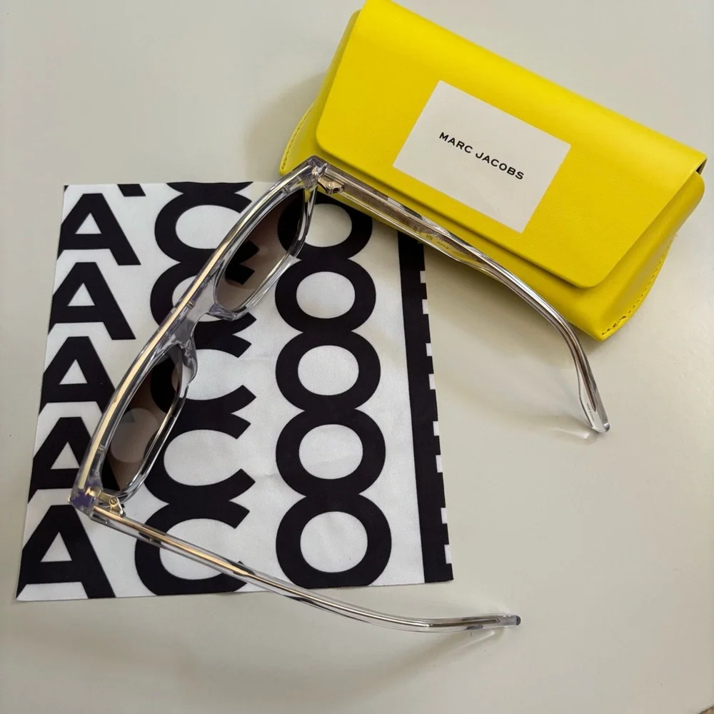 Marc Jacobs Clear Frame Sunglasses with Tinted Lenses and Yellow Case Unisex